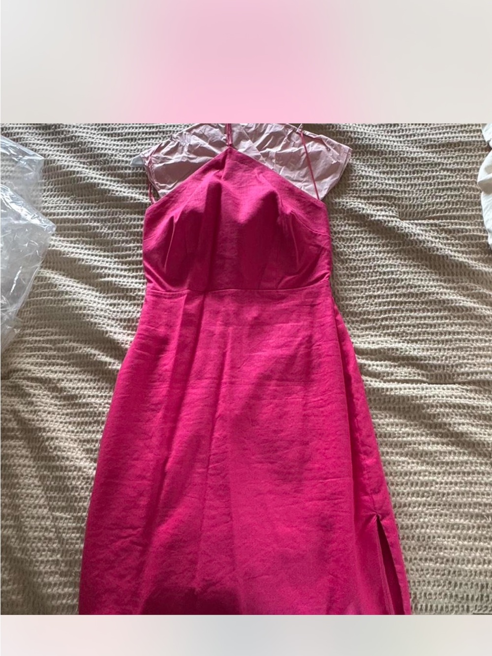 Milly Hot Pink Spaghetti-Strap Midi Dress